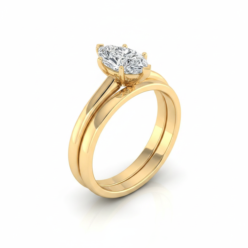 The Viola Matching Wedding Band, Marquise in 18K Yellow Gold
