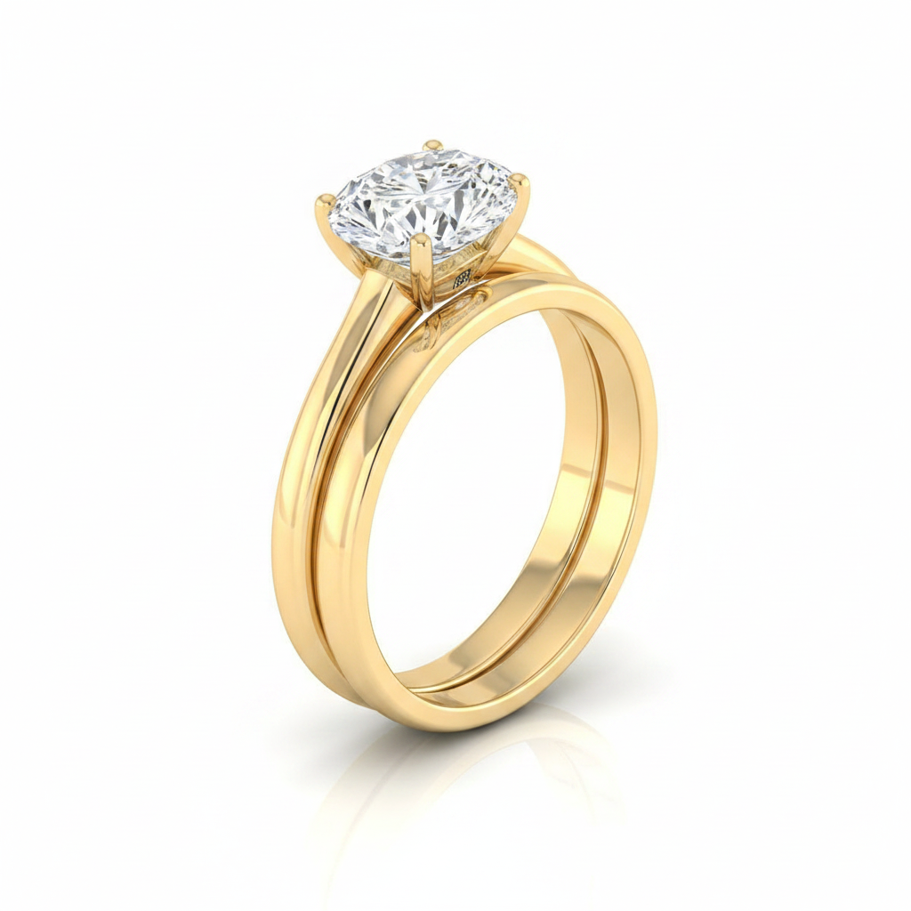 The Viola Matching Wedding Band, Oval in 18K Yellow Gold