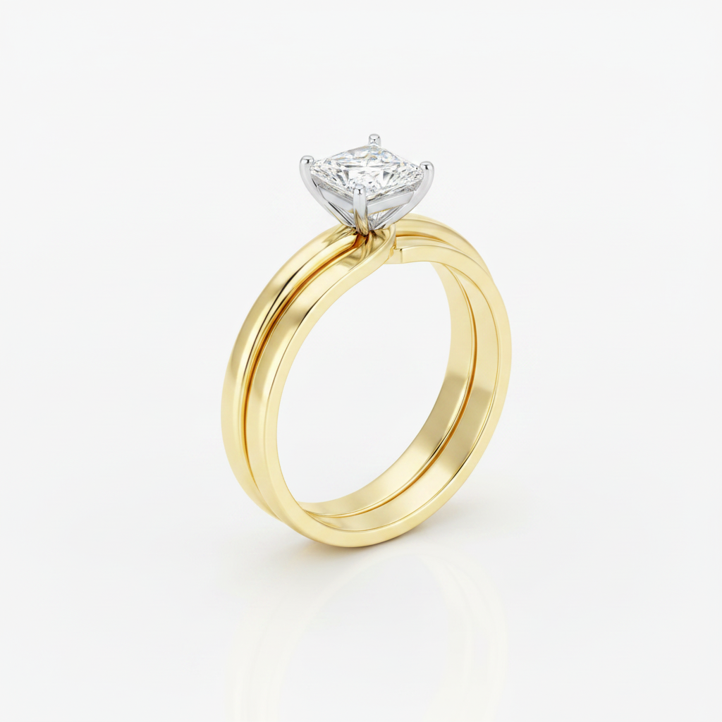 The Viola Matching Wedding Band, Princess in 18K Yellow Gold