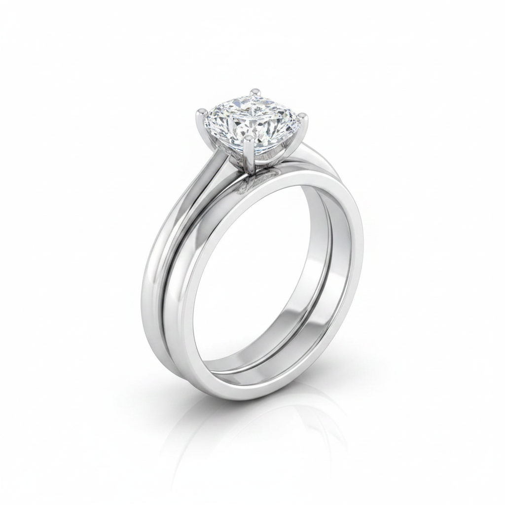 The Viola Matching Wedding Band, Cushion in Platinum