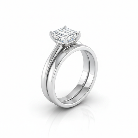 The Viola Matching Wedding Band, Emerald in Platinum