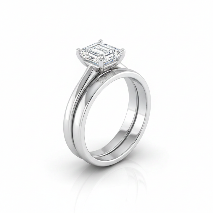 The Viola Matching Wedding Band, Emerald in Platinum | RockHer