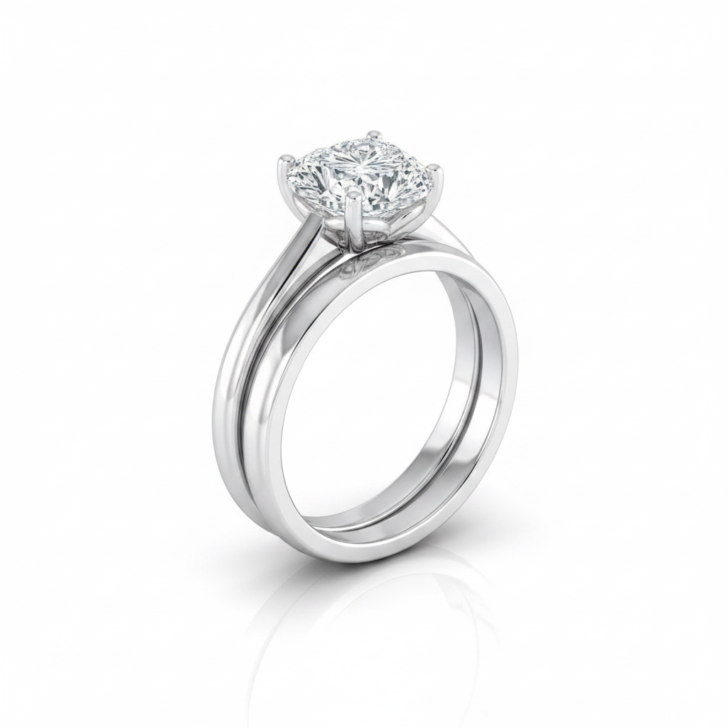 The Viola Matching Wedding Band, Heart in Platinum