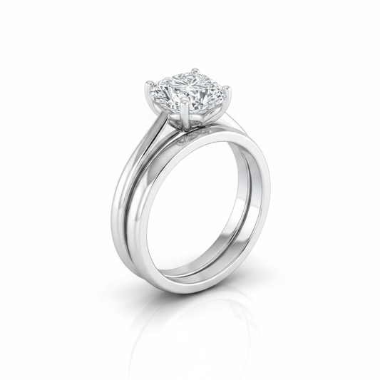 The Viola Matching Wedding Band, Heart in Platinum