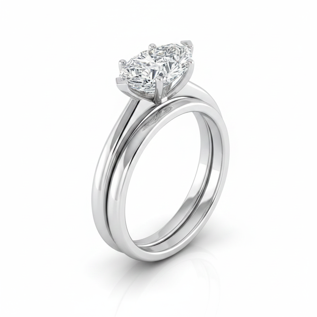 The Viola Matching Wedding Band, Marquise in Platinum