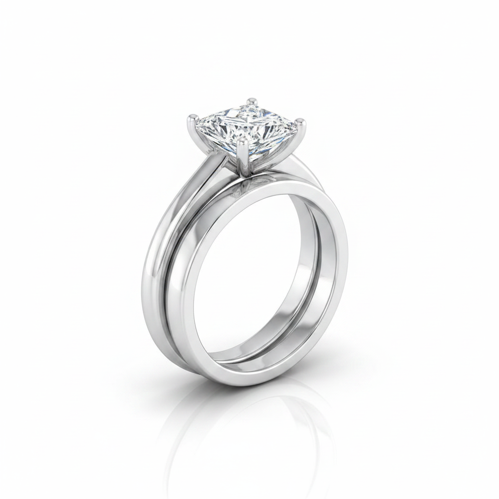 The Viola Matching Wedding Band, Princess in Platinum
