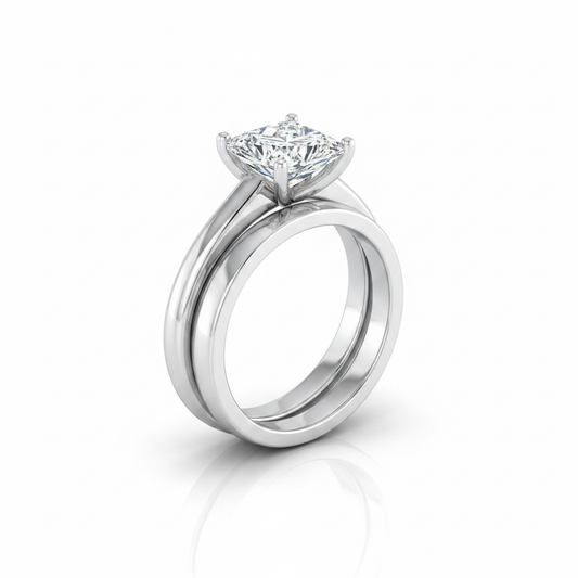 The Viola Matching Wedding Band, Princess in Platinum