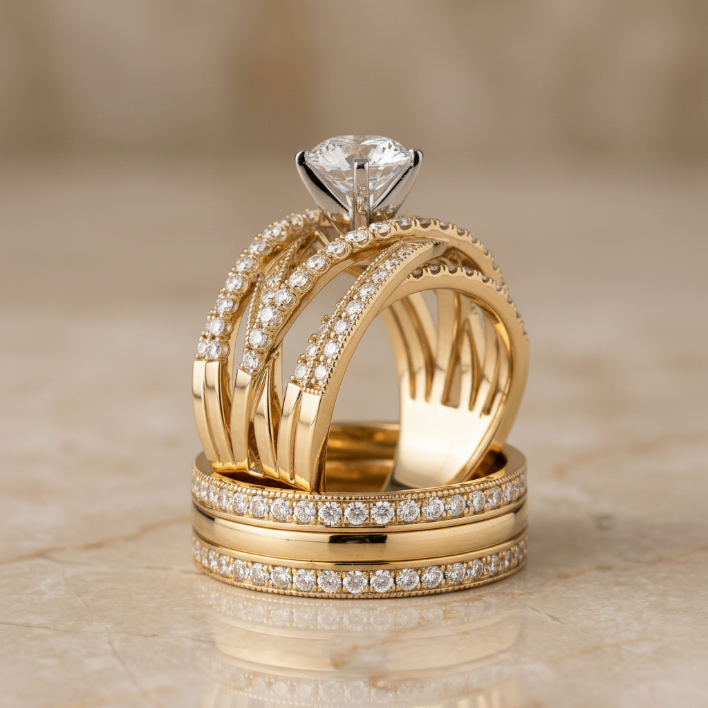 The Violetta Matching Wedding Band, Round in 18K Yellow Gold