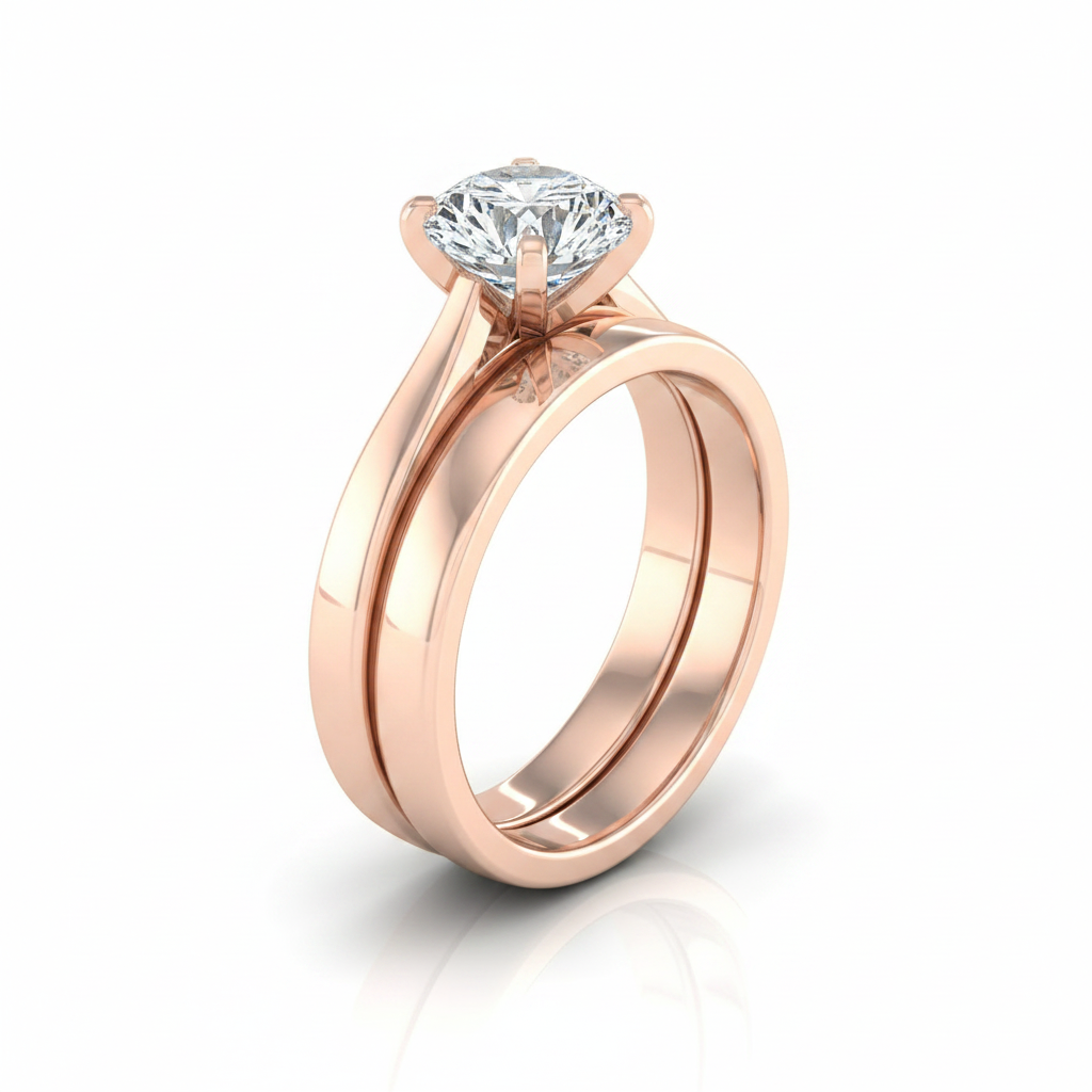 The Virginia Matching Wedding Band, Round in 14K Rose Gold
