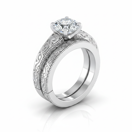 The Virginia Matching Wedding Band, Round in 18K White Gold