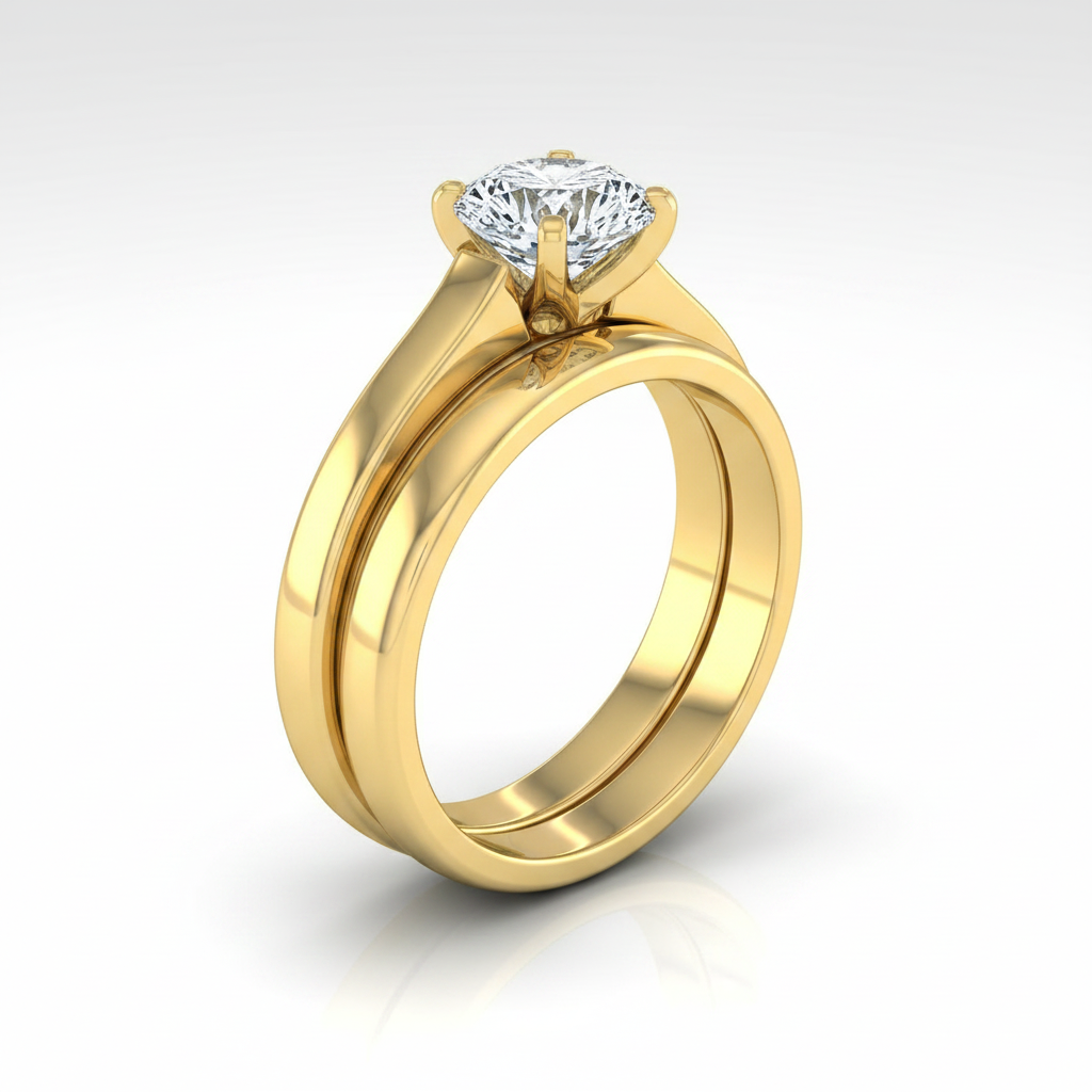 The Virginia Matching Wedding Band, Round in 18K Yellow Gold
