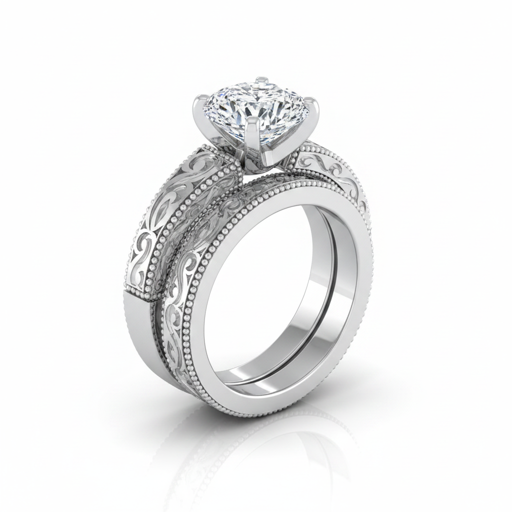 The Virginia Matching Wedding Band, Cushion in Platinum