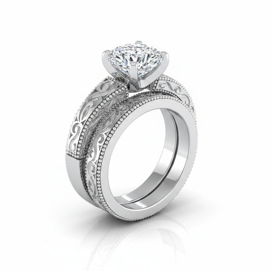 The Virginia Matching Wedding Band, Cushion in Platinum