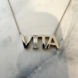 VITA lab-grown diamond letter necklace in 14K White Gold