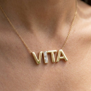 VITA lab-grown diamond necklace in 14K Yellow Gold, worn on neck