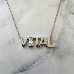 VITAL lab-grown diamond letter necklace in 14K White Gold