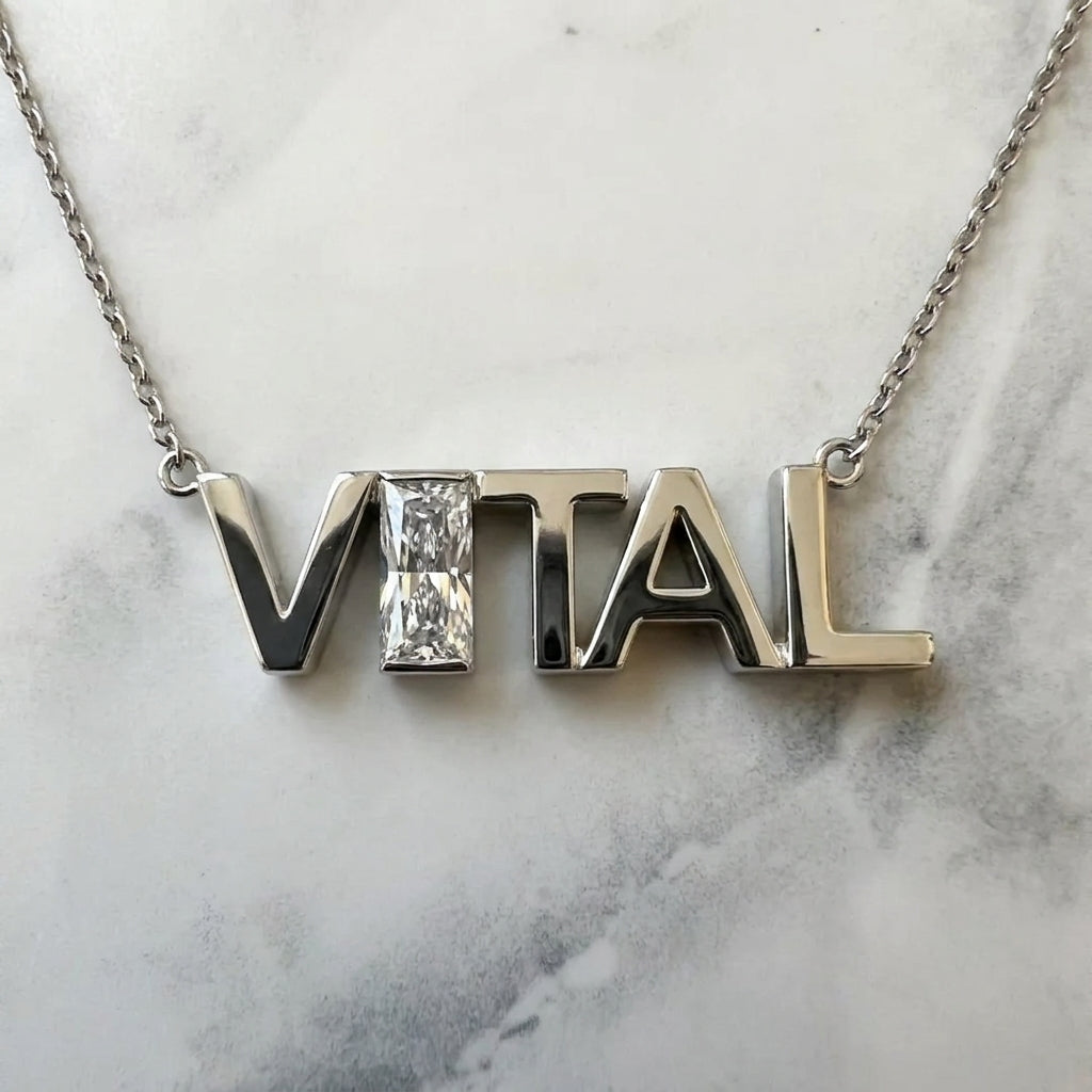 VITAL lab-grown diamond letter necklace in Platinum