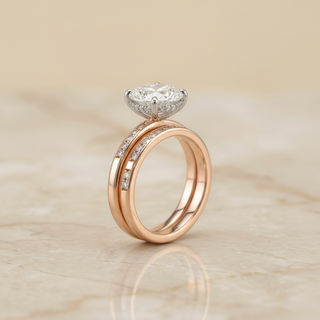 The Wanda Matching Wedding Band, Oval in 14K Rose Gold