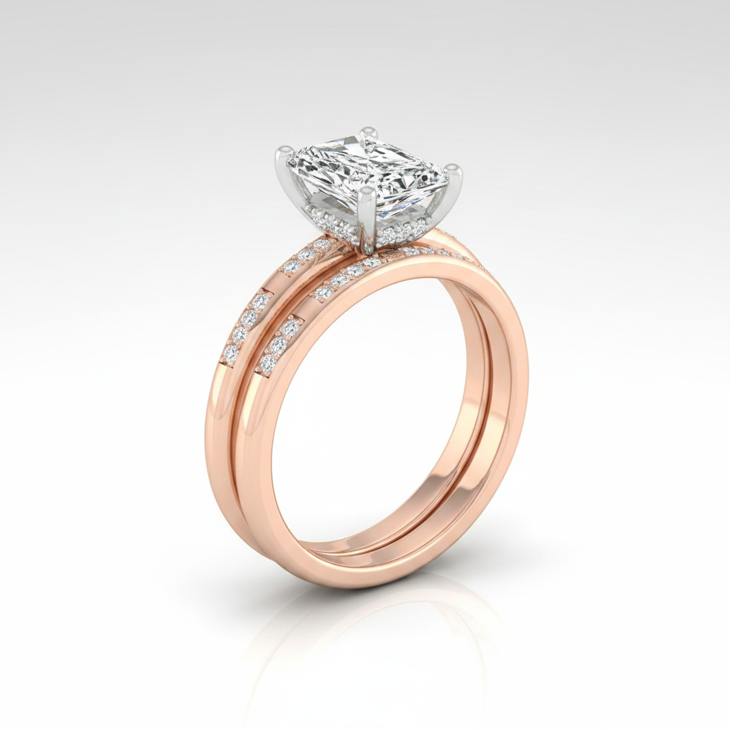 The Wanda Matching Wedding Band, Radiant in 14K Rose Gold