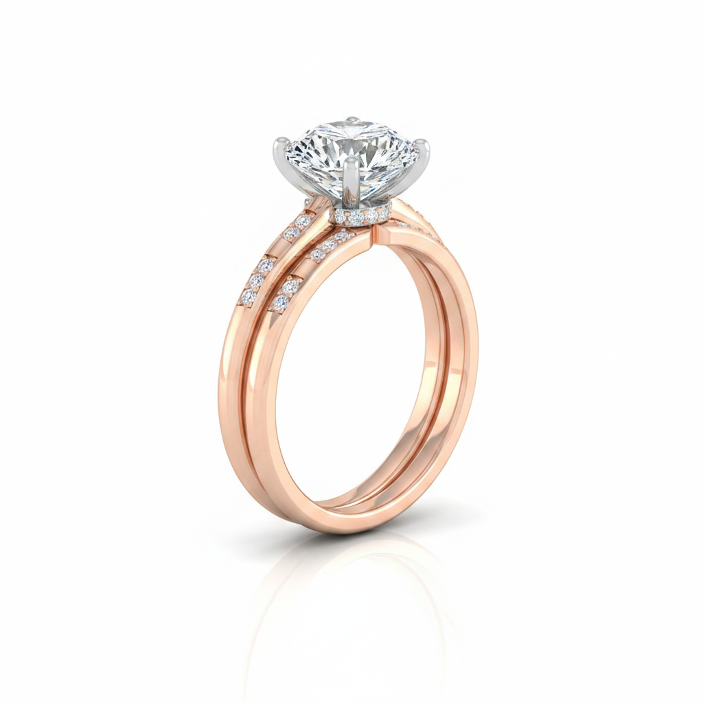 The Wanda Matching Wedding Band, Round in 14K Rose Gold