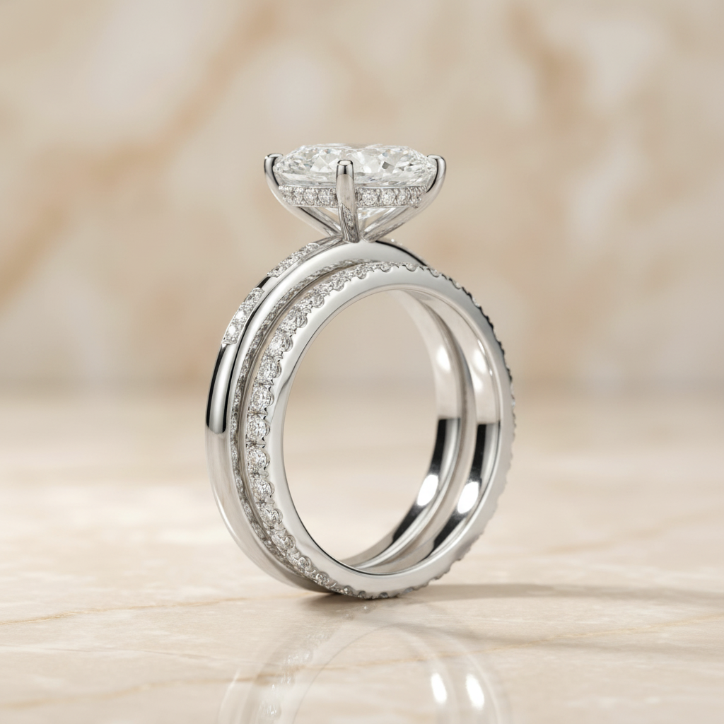 The Wanda Matching Wedding Band, Oval in 18K White Gold