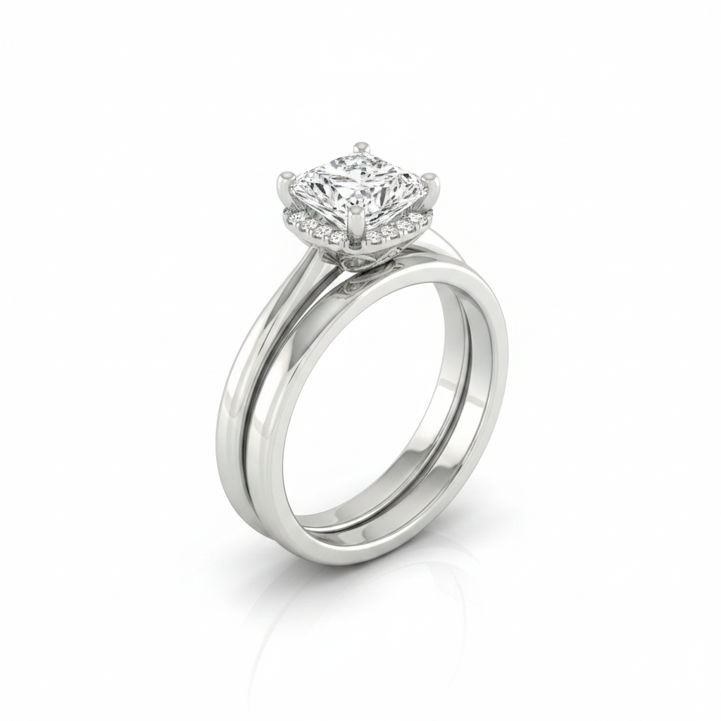 The Wanda Matching Wedding Band, Princess in 18K White Gold