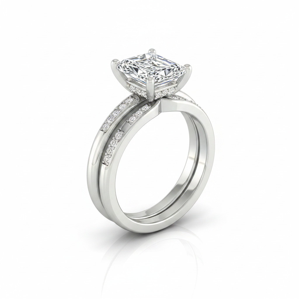 The Wanda Matching Wedding Band, Radiant in 18K White Gold