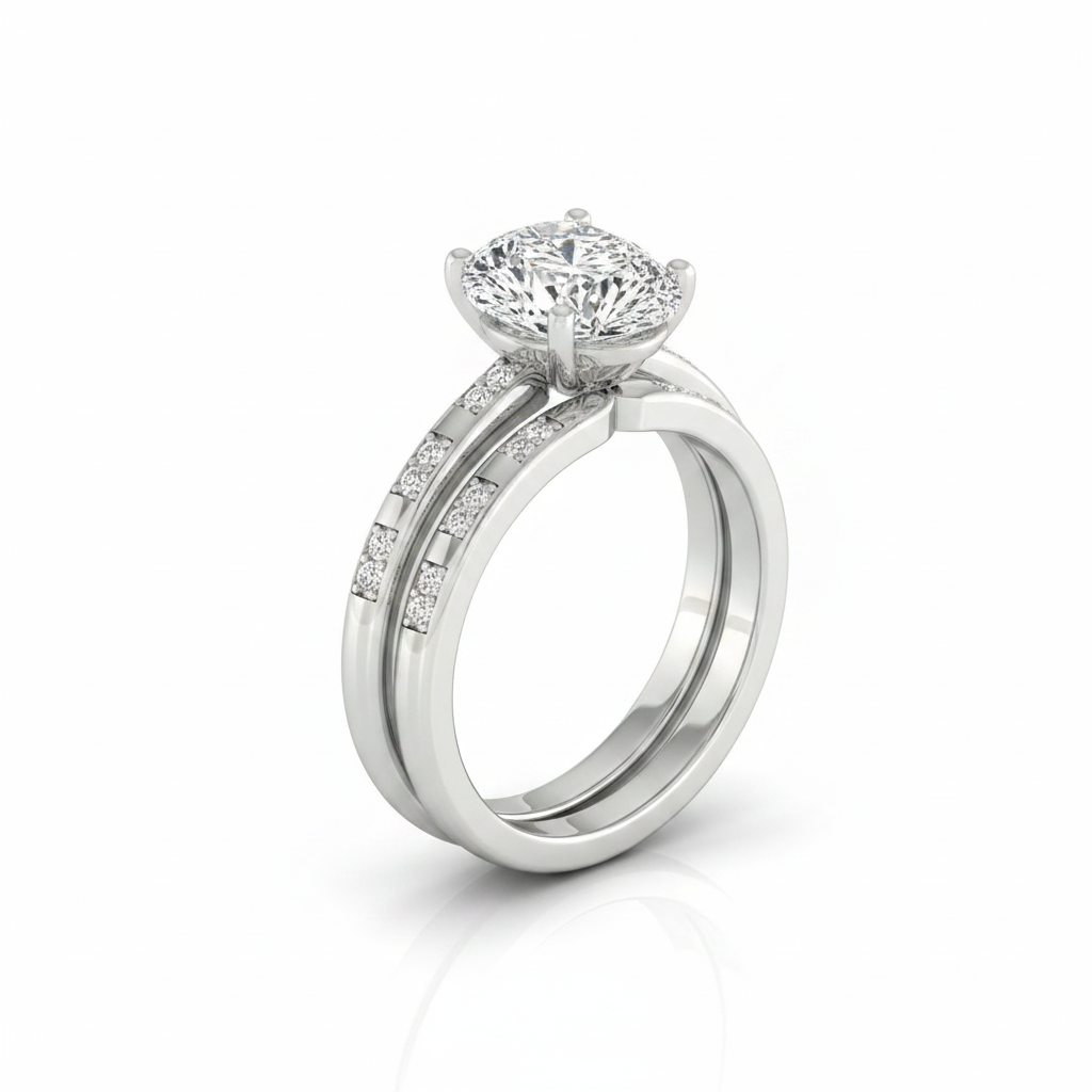 The Wanda Matching Wedding Band, Princess in Platinum