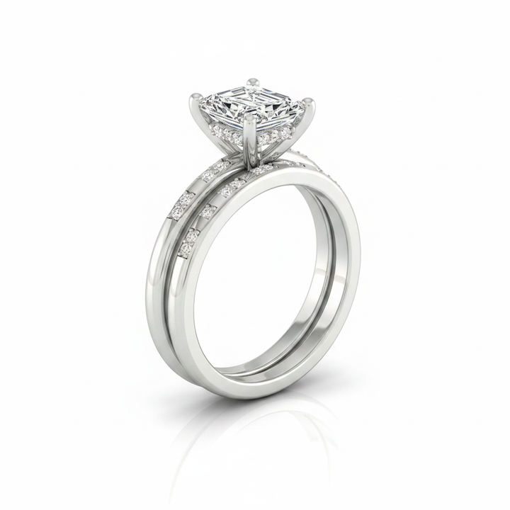 The Wanda Matching Wedding Band, Radiant in Platinum