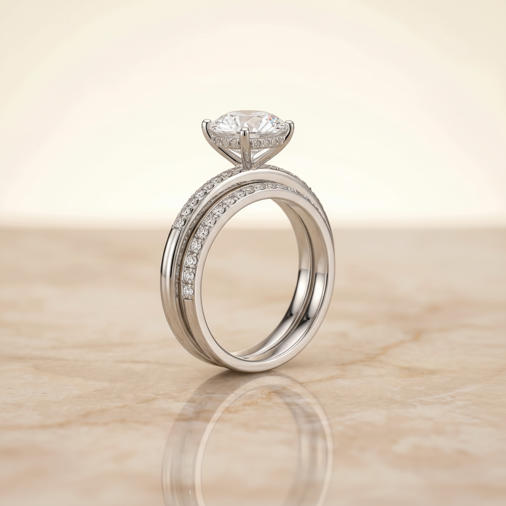 The Wanda Matching Wedding Band, Round in Platinum
