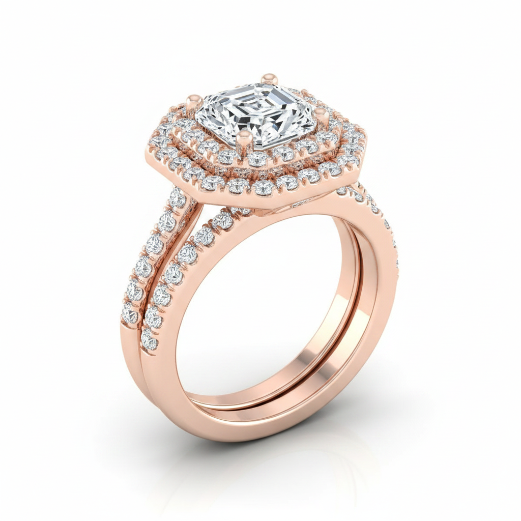 The Whitney Matching Wedding Band, Asscher in 14K Rose Gold