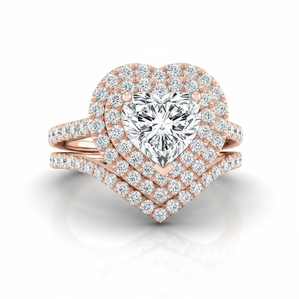 The Whitney Matching Wedding Band, Heart in 14K Rose Gold