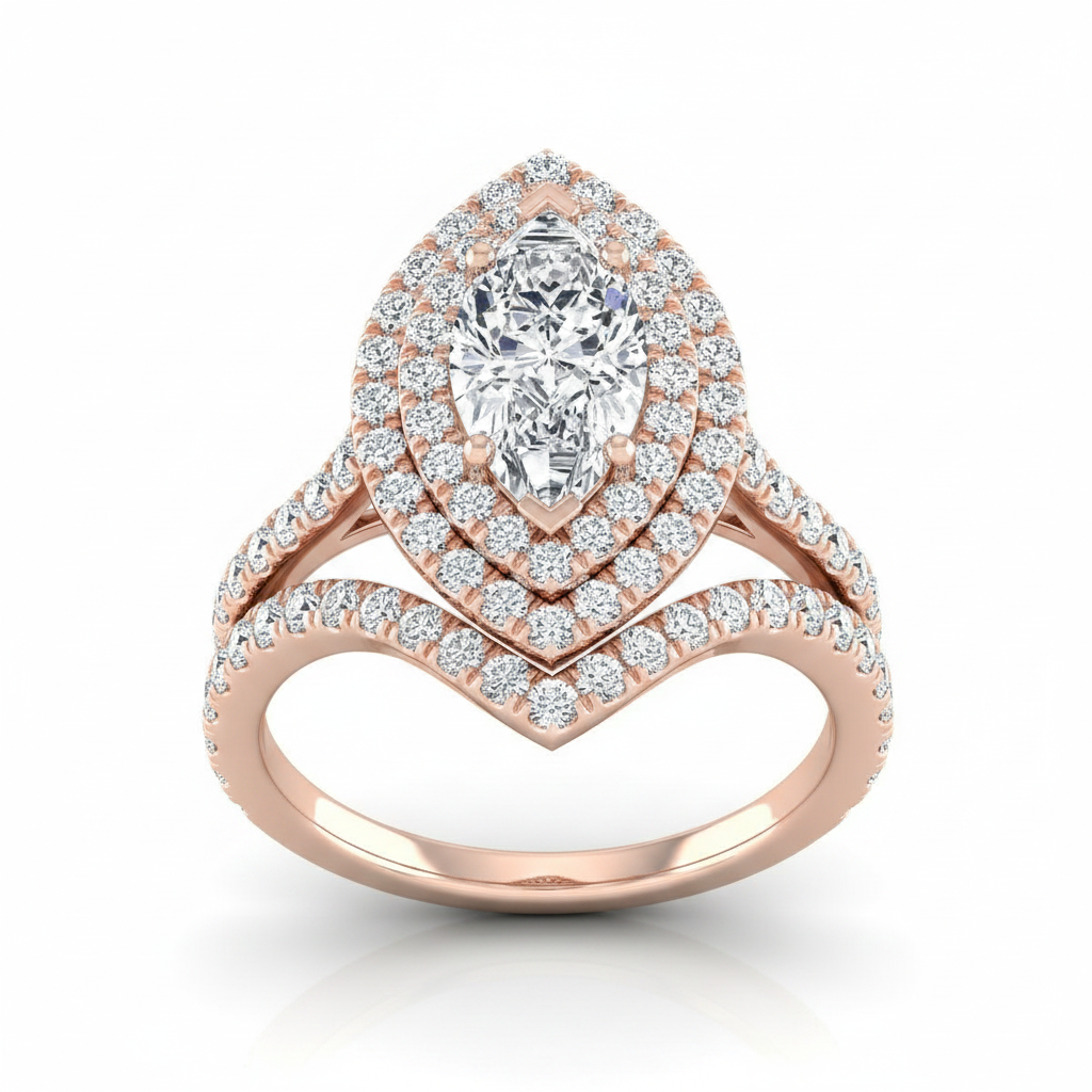 The Whitney Matching Wedding Band, Marquise in 14K Rose Gold