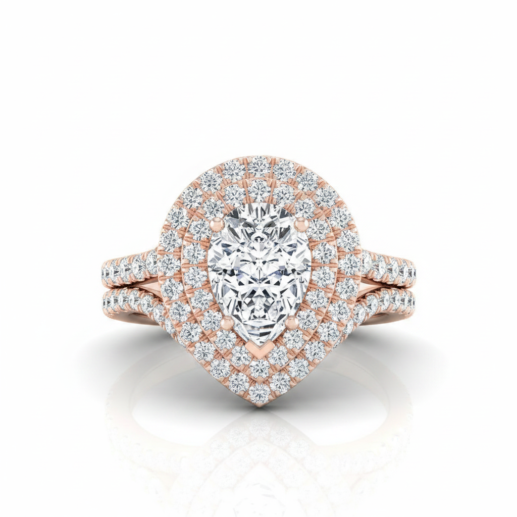 The Whitney Matching Wedding Band, Pear in 14K Rose Gold