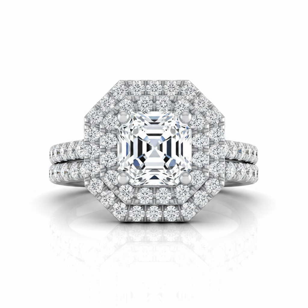 The Whitney Matching Wedding Band, Asscher in 18K White Gold