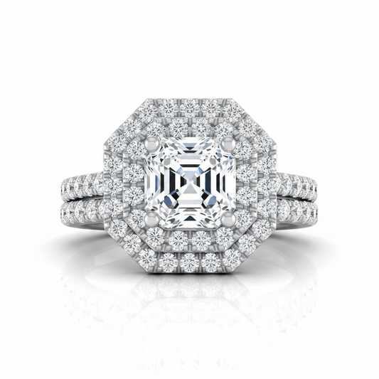 The Whitney Matching Wedding Band, Asscher in 18K White Gold