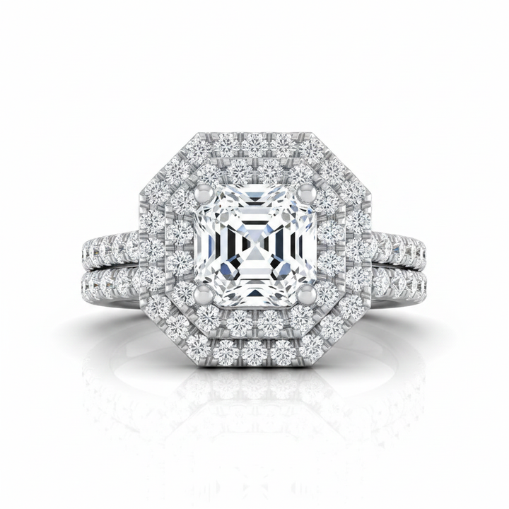 The Whitney Matching Wedding Band, Asscher in 18K White Gold