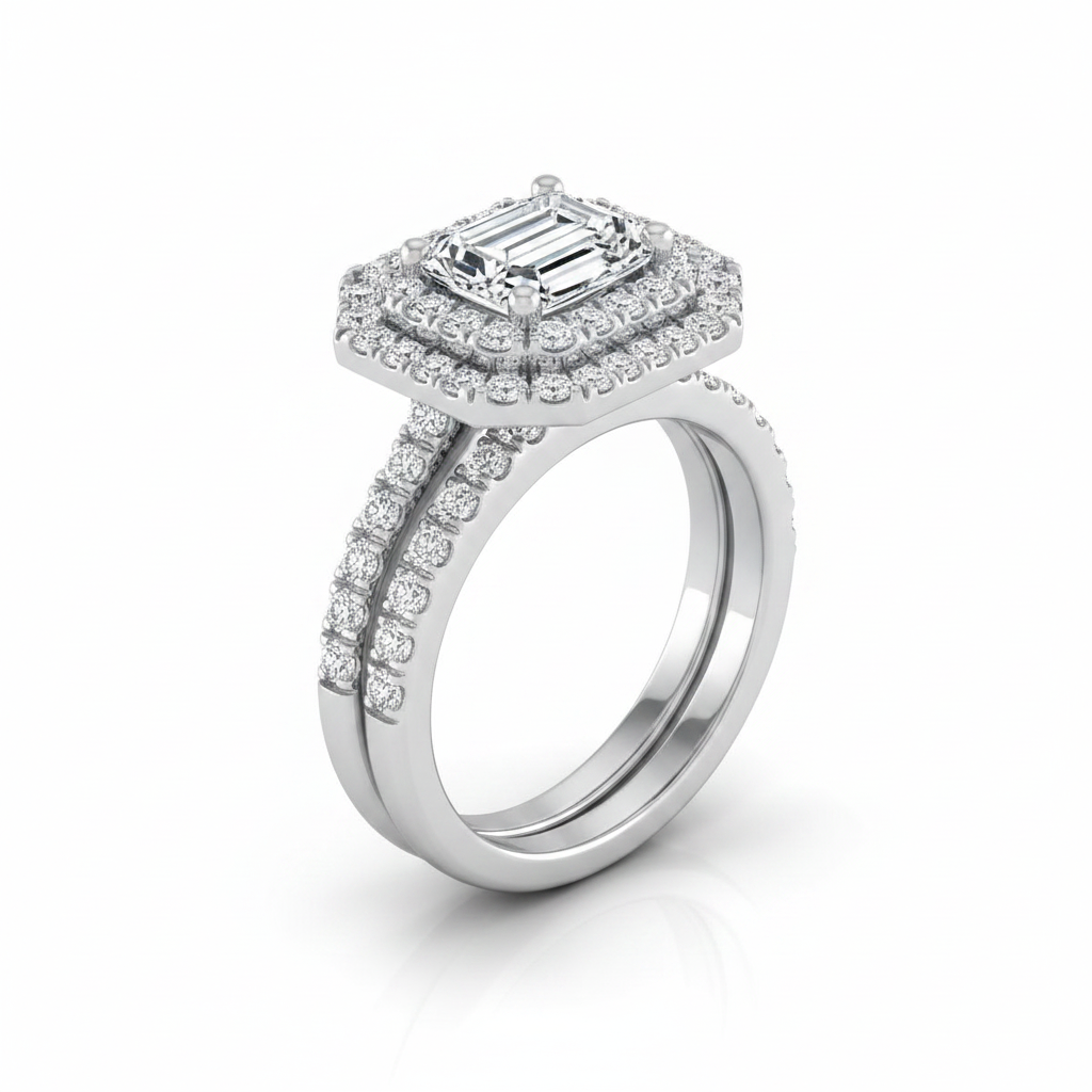The Whitney Matching Wedding Band, Emerald in 18K White Gold