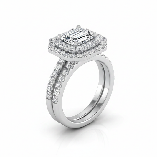 The Whitney Matching Wedding Band, Emerald in 18K White Gold