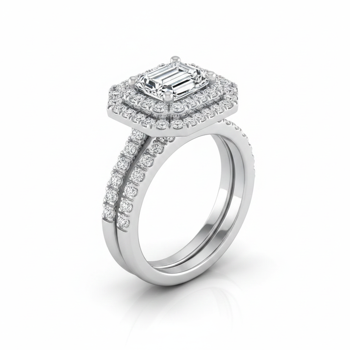 The Whitney Matching Wedding Band, Emerald in 18K White Gold | RockHer