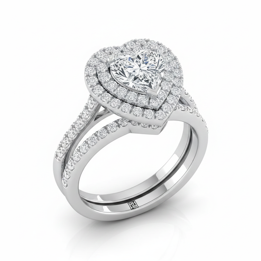 The Whitney Matching Wedding Band, Heart in 18K White Gold