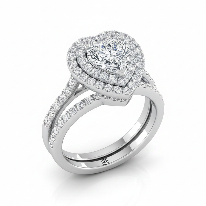 The Whitney Matching Wedding Band, Heart in 18K White Gold