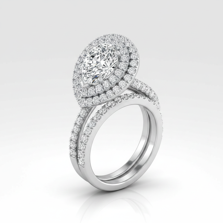 The Whitney Matching Wedding Band, Pear in 18K White Gold