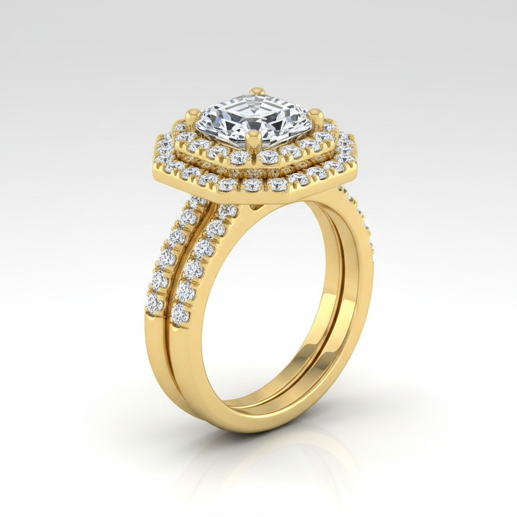 The Whitney Matching Wedding Band, Asscher in 18K Yellow Gold