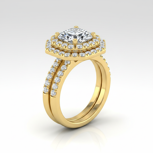 The Whitney Matching Wedding Band, Asscher in 18K Yellow Gold