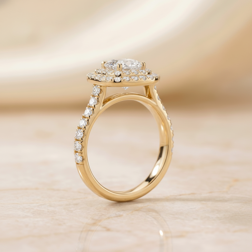 The Whitney Matching Wedding Band, Cushion in 18K Yellow Gold