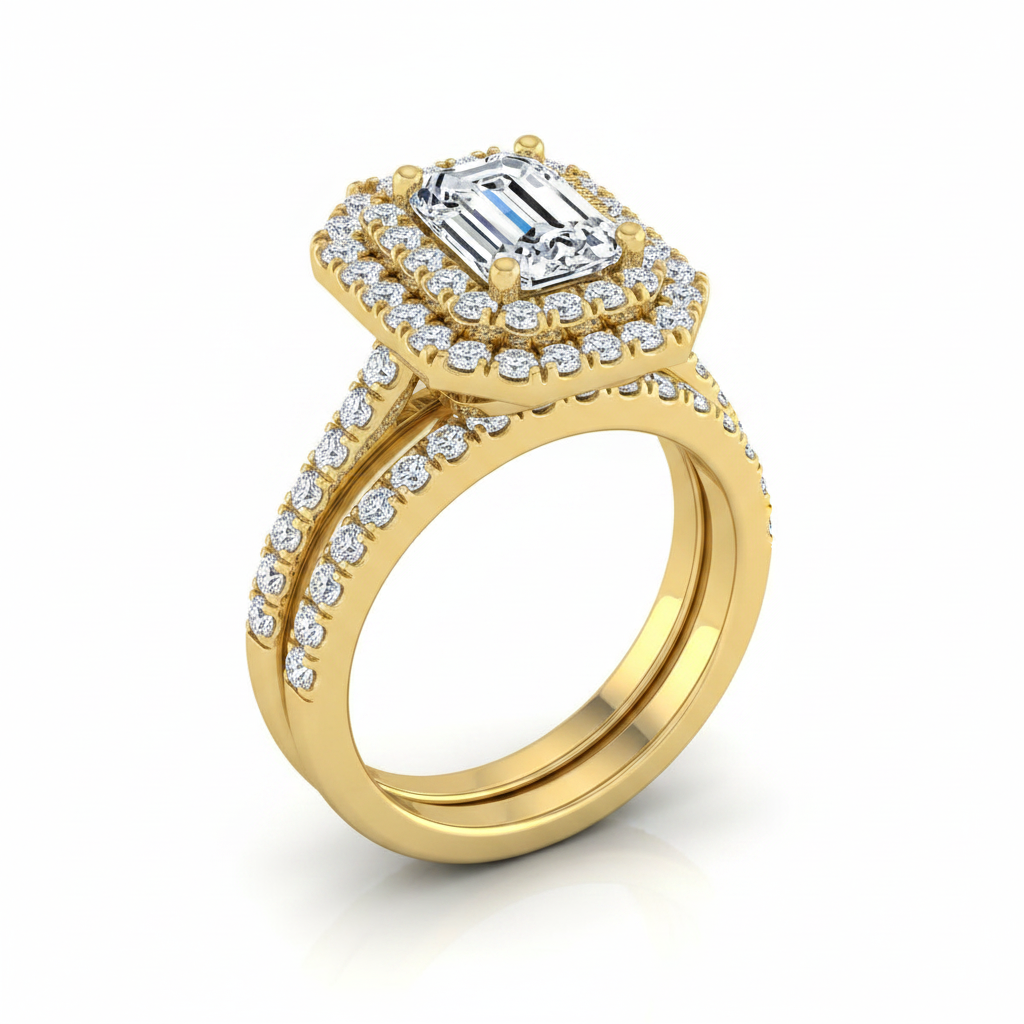 The Whitney Matching Wedding Band, Emerald in 18K Yellow Gold