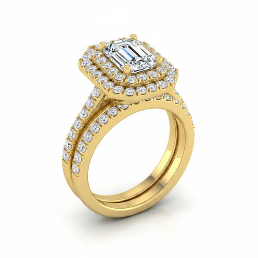The Whitney Matching Wedding Band, Emerald in 18K Yellow Gold