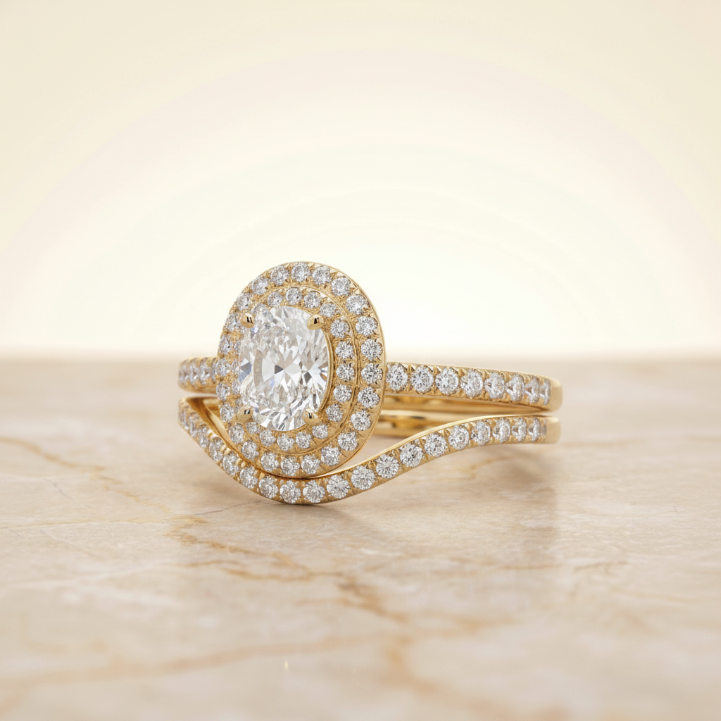 The Whitney Matching Wedding Band, Oval in 18K Yellow Gold
