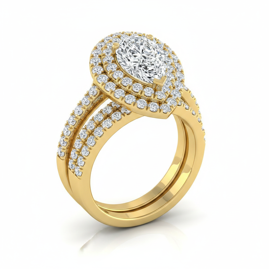 The Whitney Matching Wedding Band, Pear in 18K Yellow Gold